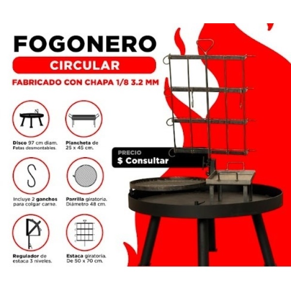 Fogonero con estaca, parrilla y plancheta - Imagen 5